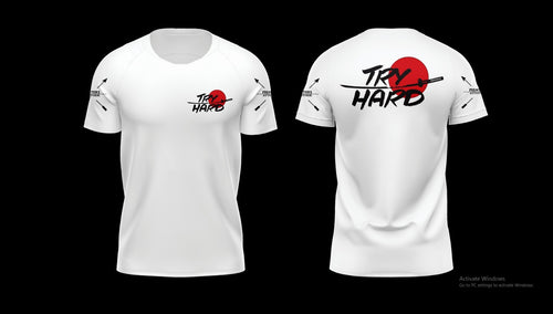 Rashguard Try Hard Manga Curta- Branco