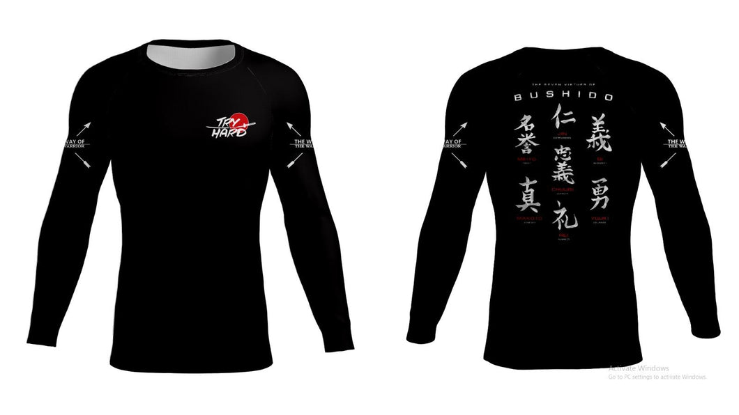 Rashguard Try Hard Bushido Long Sleeve- Black